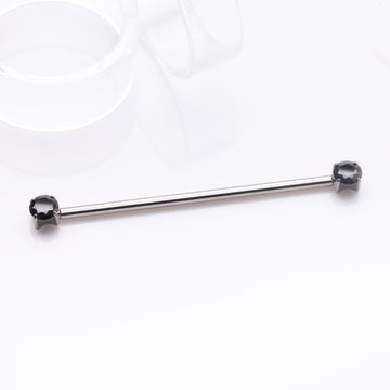 Detail View 1 of Implant Grade Titanium OneFit Threadless Prong Gem Sparkle Industrial Barbell-Black